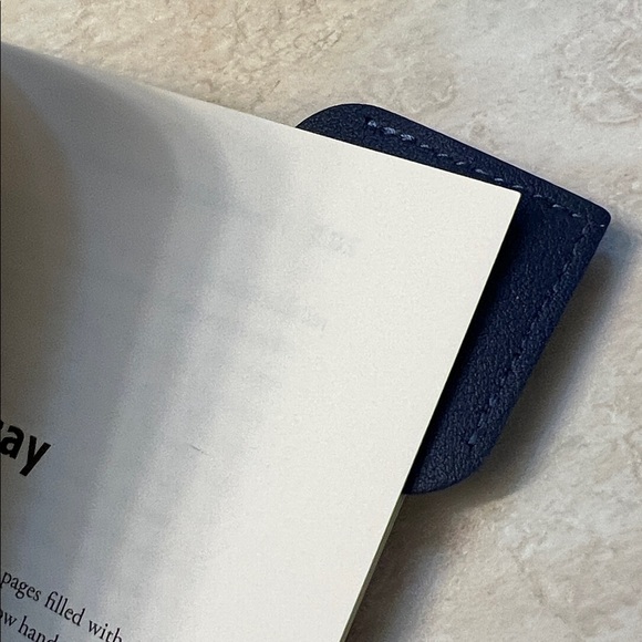 Navy Blue Leather Heart Bookmark - Picture 3 of 5